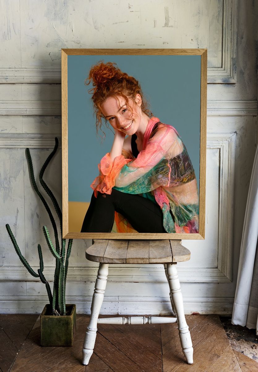 Smiling Red-Haired Portrait Photography Poster. — room view 1