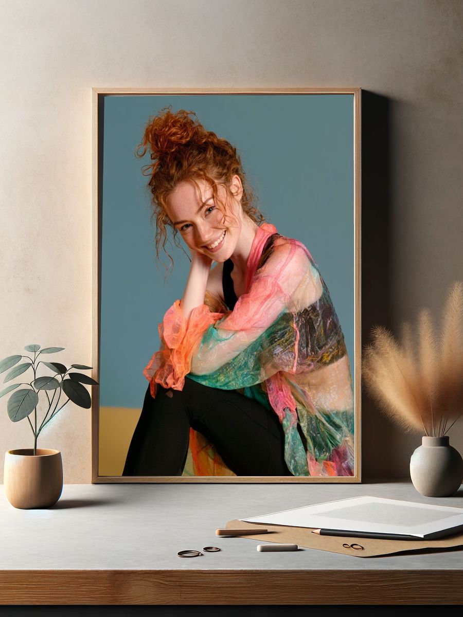 Smiling Red-Haired Portrait Photography Poster. — room view 2