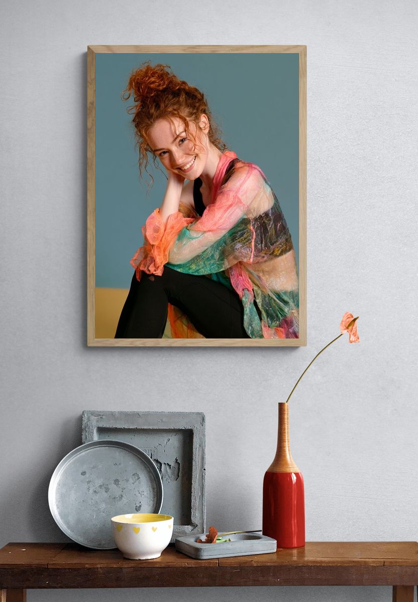 Smiling Red-Haired Portrait Photography Poster. — room view 3