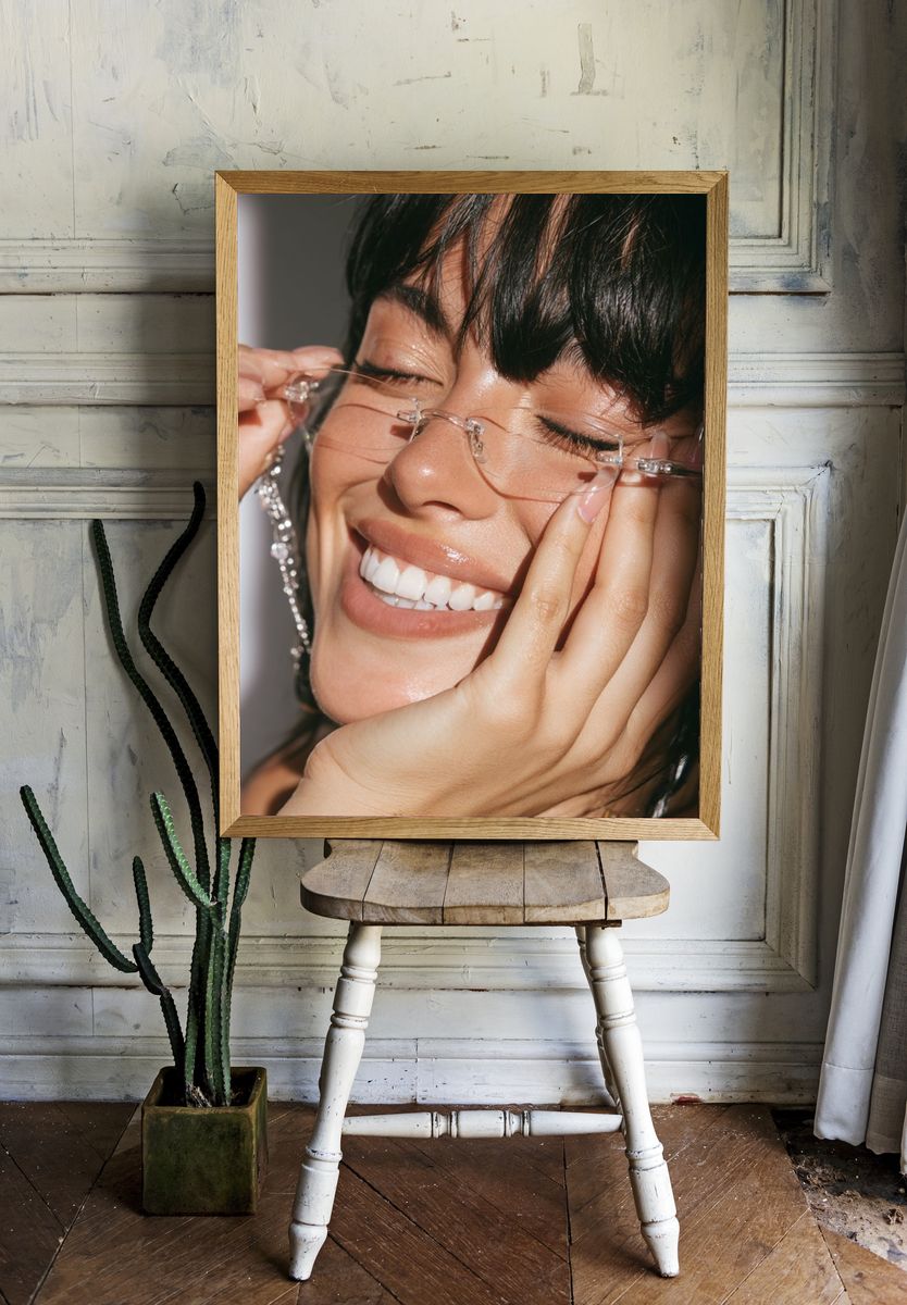 Smiling Woman Portrait Photography Poster. room preview