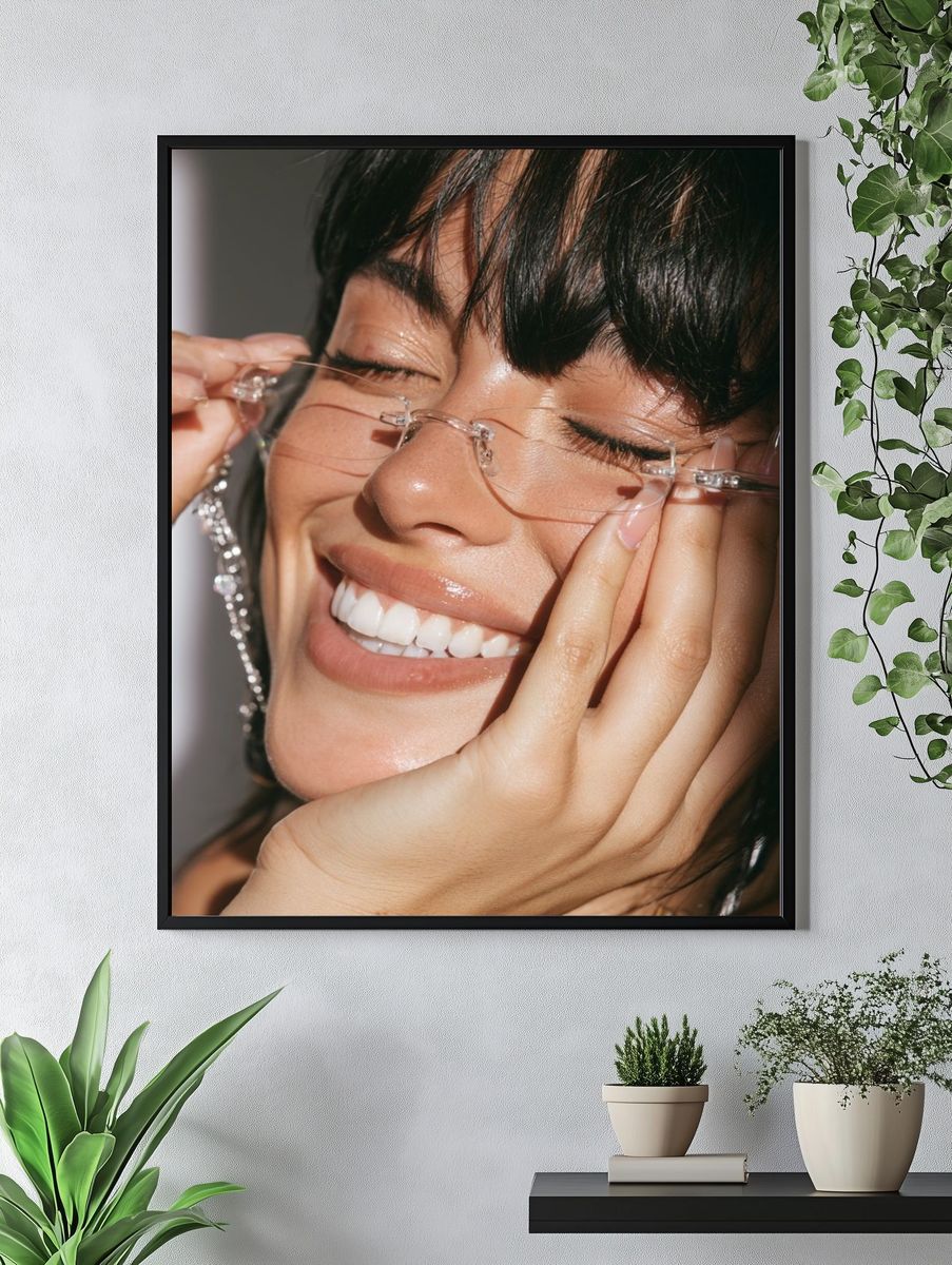 Smiling Woman Portrait Photography Poster. — room view 4