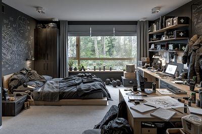 Tactical Bedroom Interior Photography Print. poster
