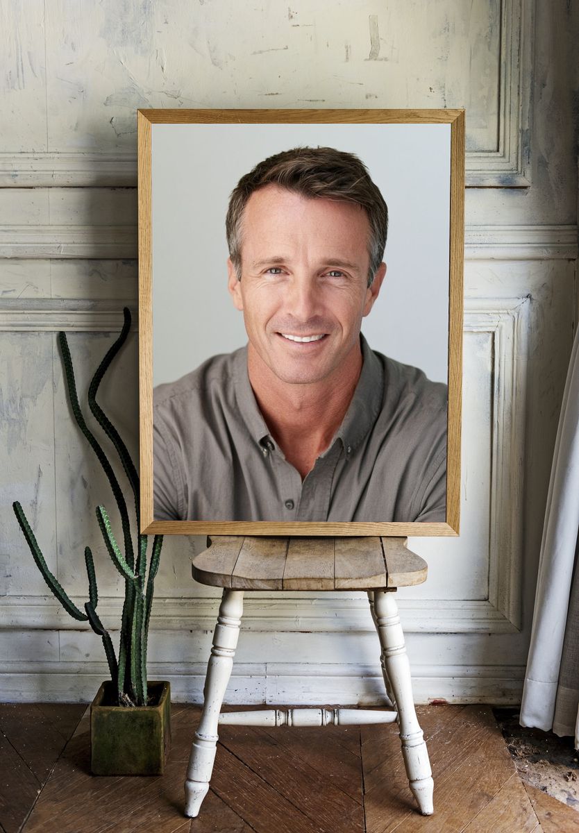 Smiling Man Portrait Photography Poster. — room view 1