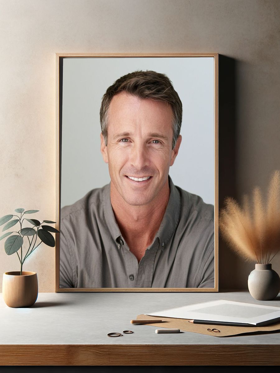 Smiling Man Portrait Photography Poster. — room view 2