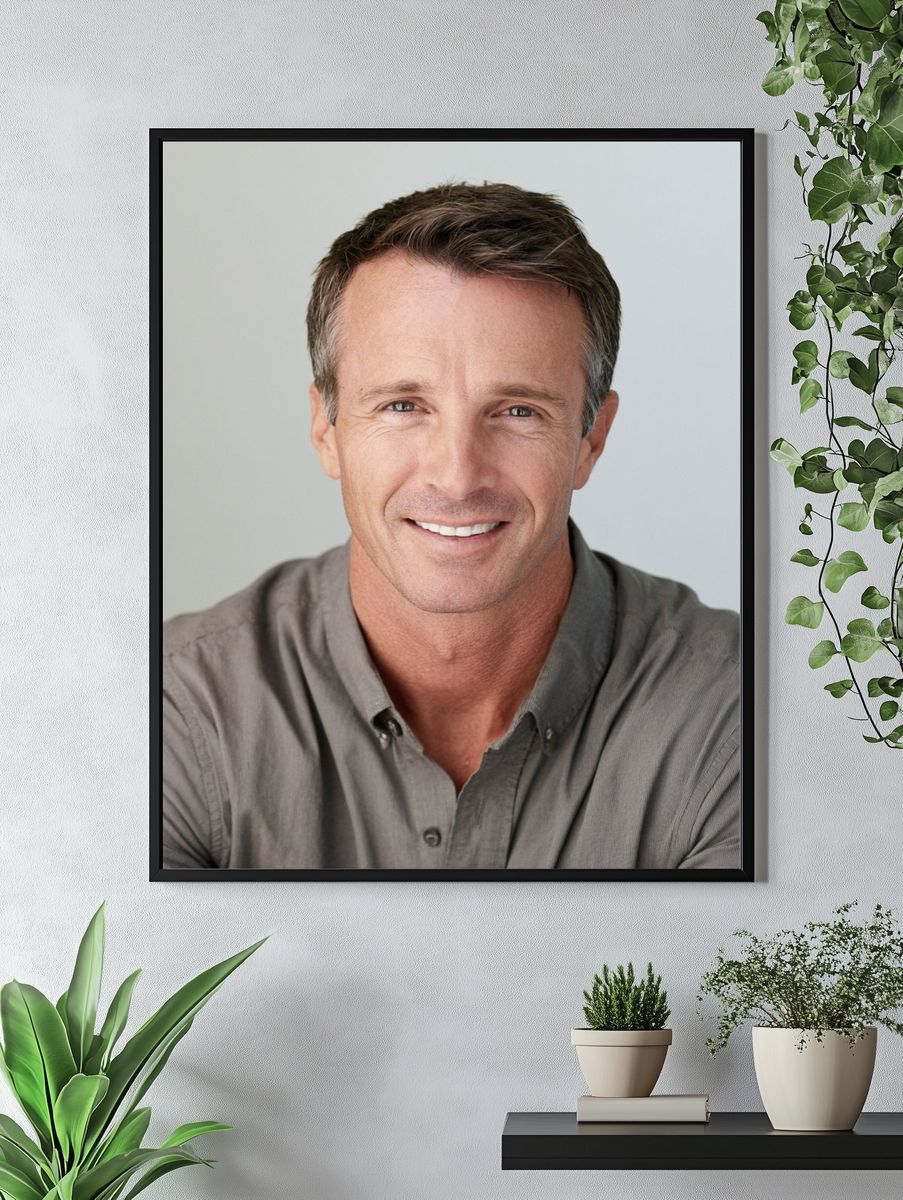Smiling Man Portrait Photography Poster. — room view 4