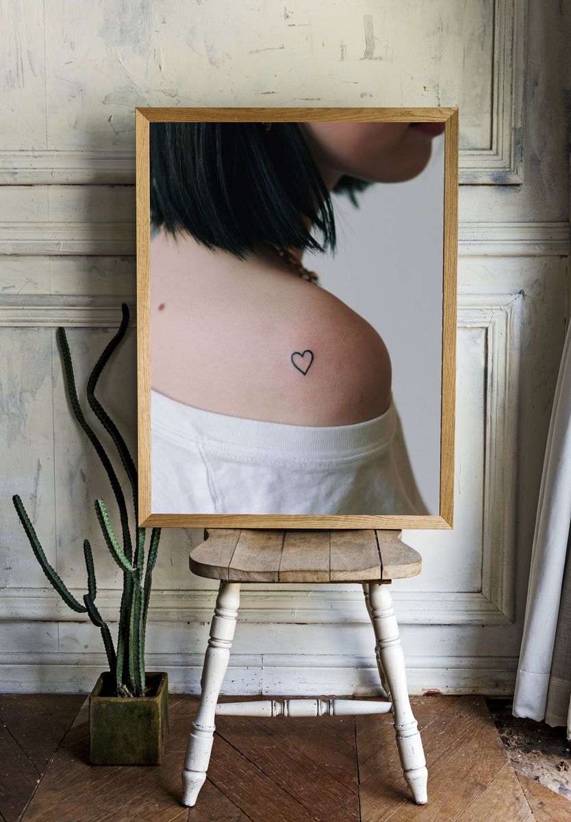 Minimal Heart Tattoo Photography Poster. room preview