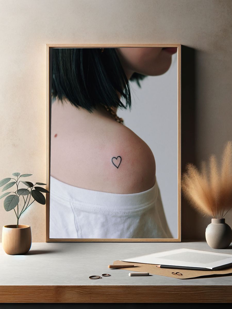 Minimal Heart Tattoo Photography Poster. — room view 2