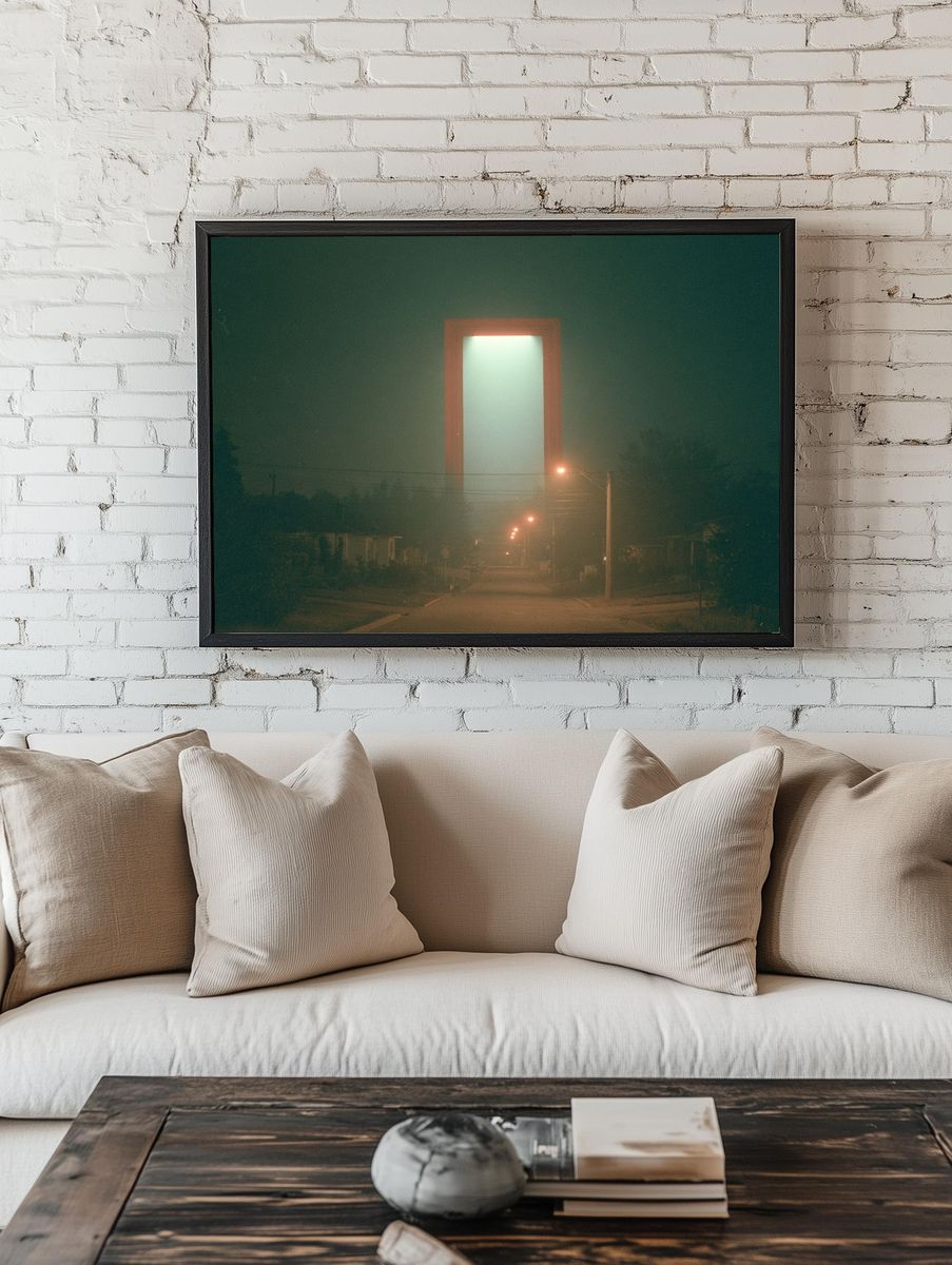Misty Street Portal Photography Poster. room preview