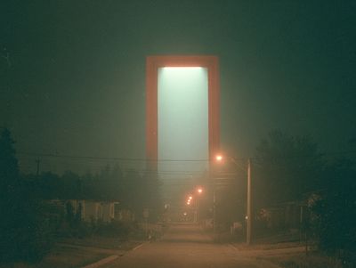 Misty Street Portal Photography Poster.