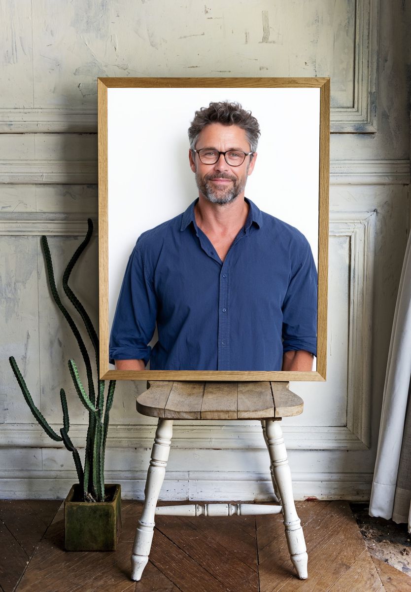 Smiling Man Portrait Photography Poster. room preview