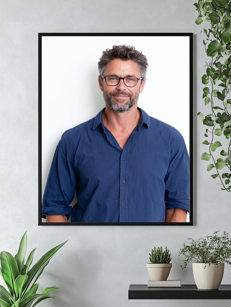 Smiling Man Portrait Photography Poster. — room view 4
