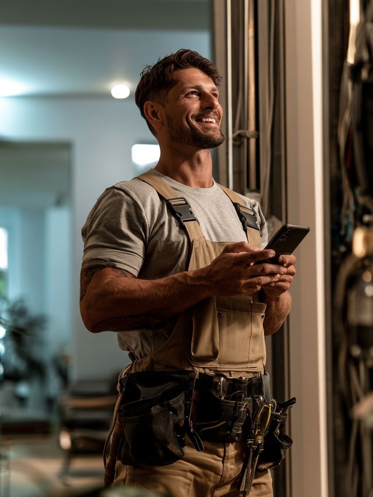 Smiling Tradesman Photography Poster. poster — photography art