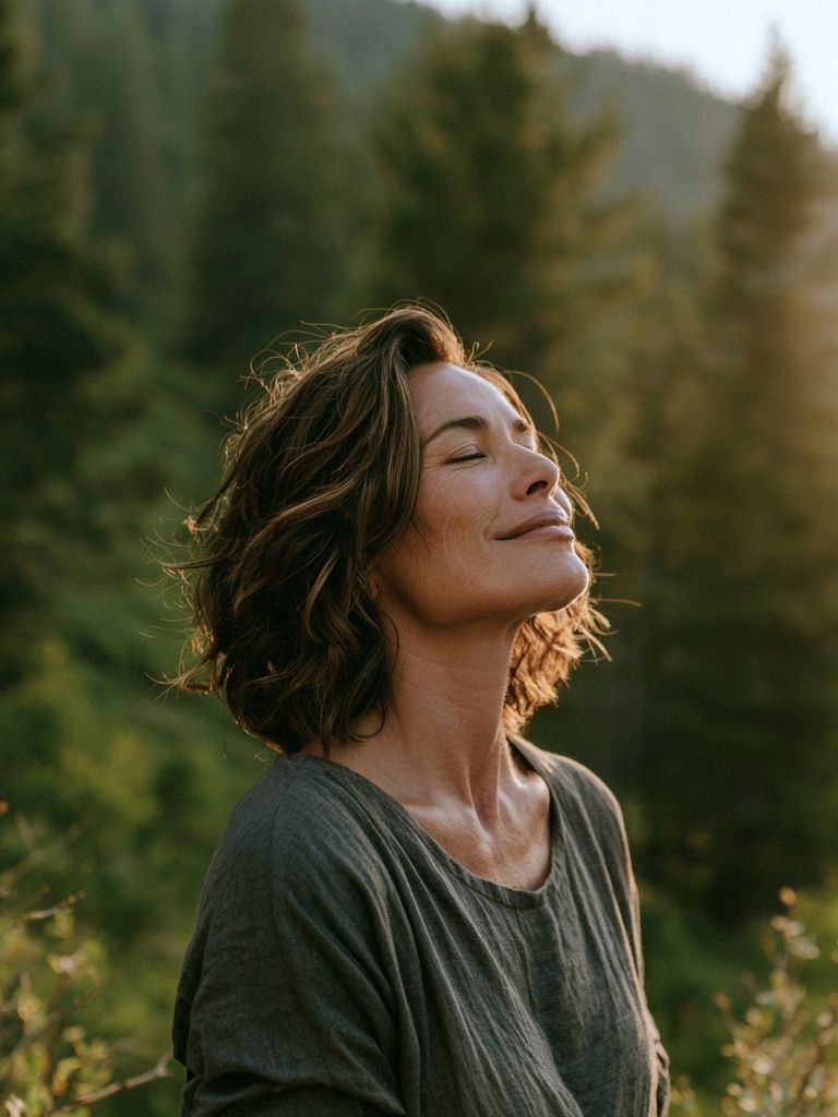 Serene Woman in Forest Photography Poster. poster detail