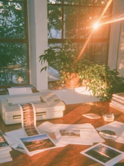 Sunlit Studio Desk Photography Poster. poster