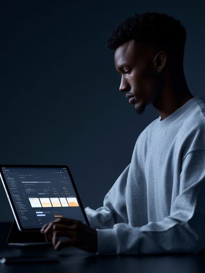 Focused Developer Portrait Photography Poster.