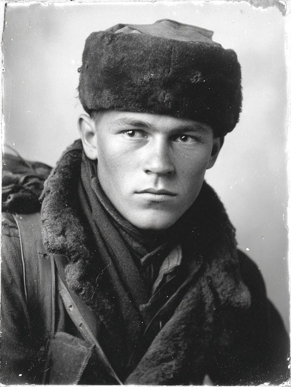 Black and White Soldier Portrait Poster. poster detail