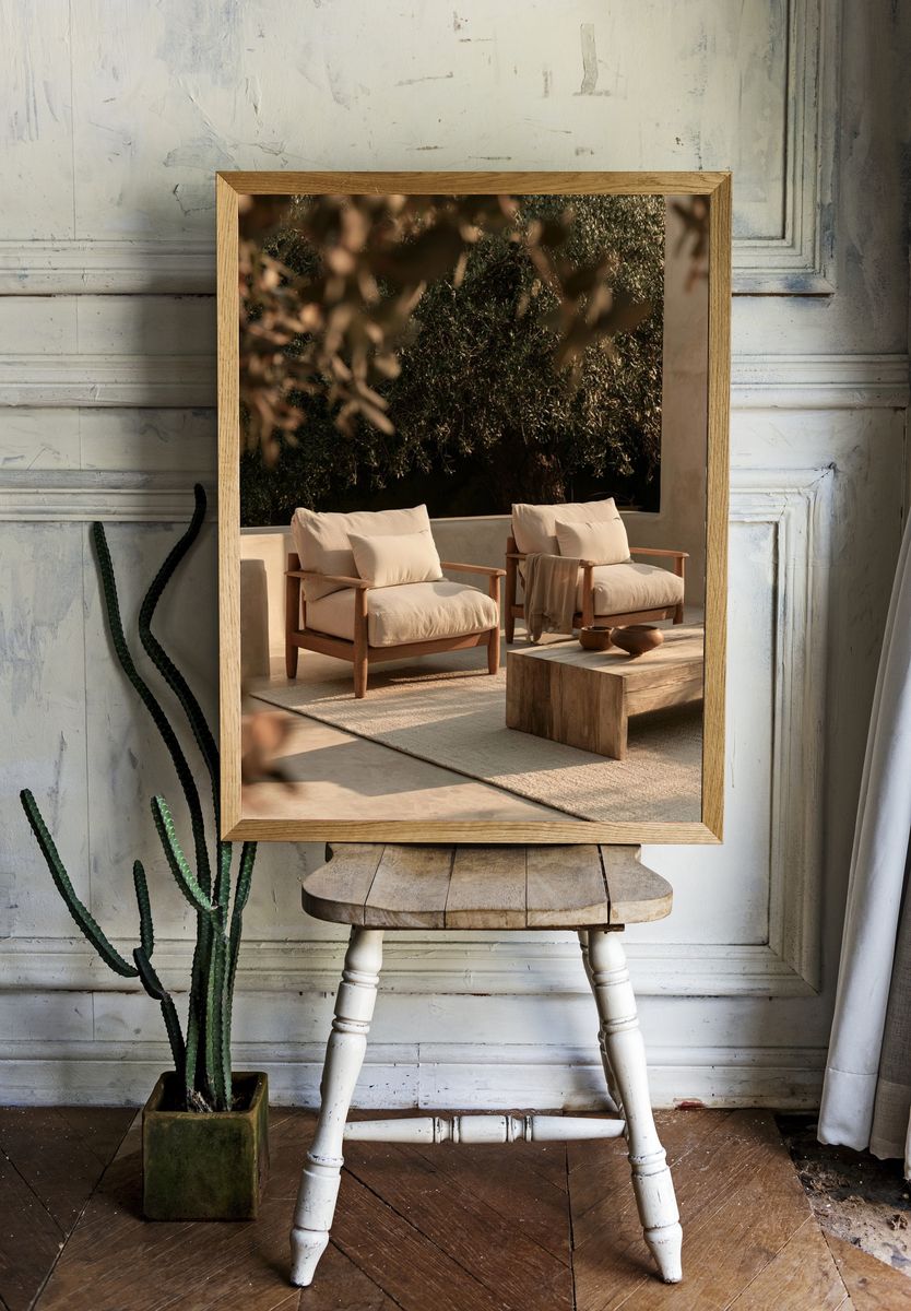 Sunlit Patio Lounge Photography Poster. — room view 1