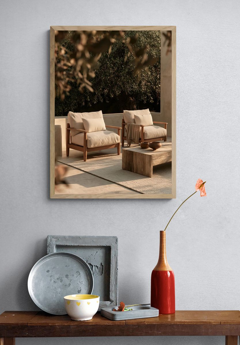 Sunlit Patio Lounge Photography Poster. — room view 3