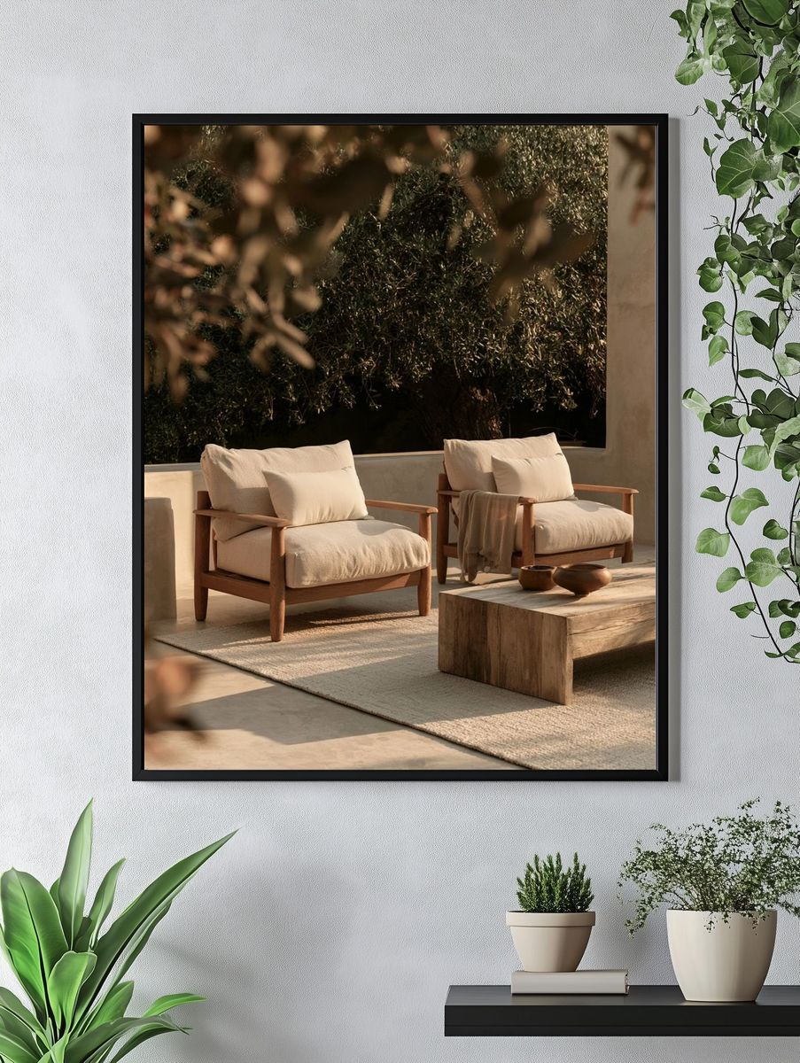 Sunlit Patio Lounge Photography Poster. — room view 4