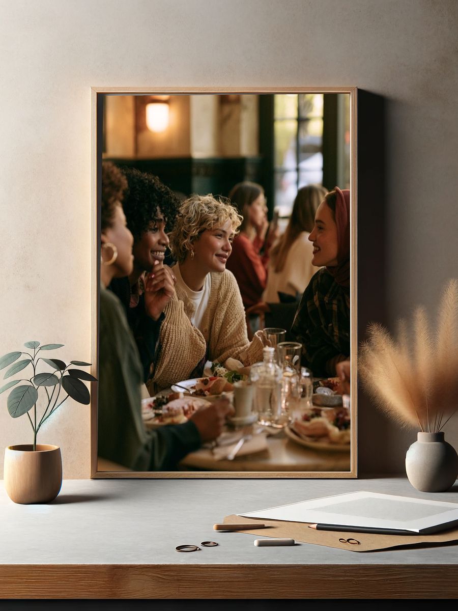 Friends at Dinner Photography Poster. — room view 2