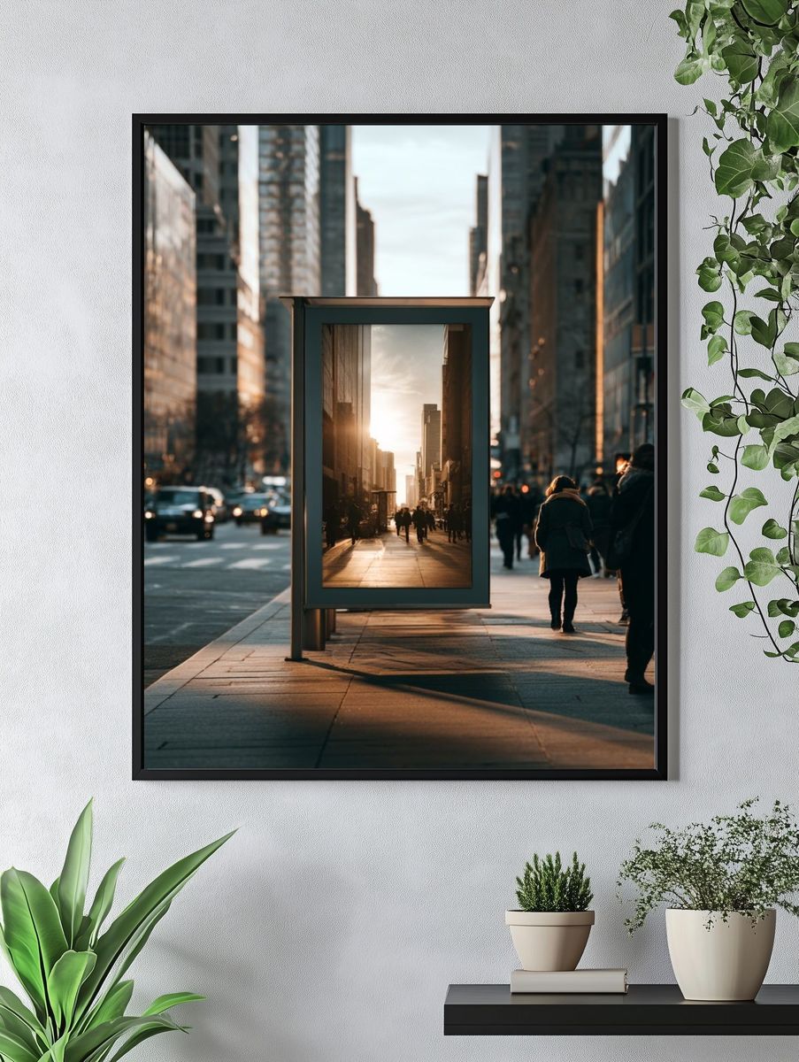 Sunlit City Street Photography Poster. — room view 4