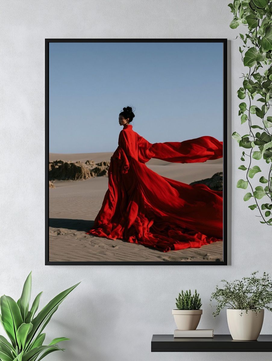 Red Gown Desert Portrait Print. — room view 4