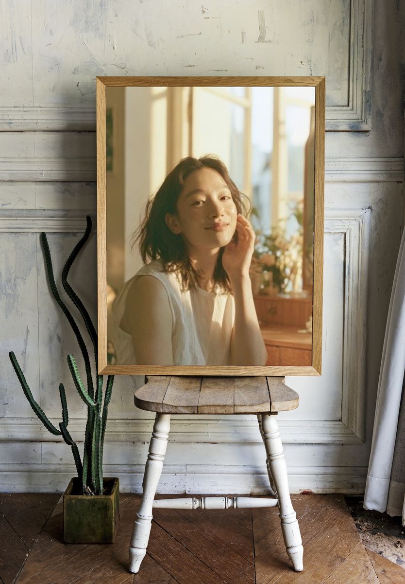 Sunlit Woman Portrait Photography Poster. room preview