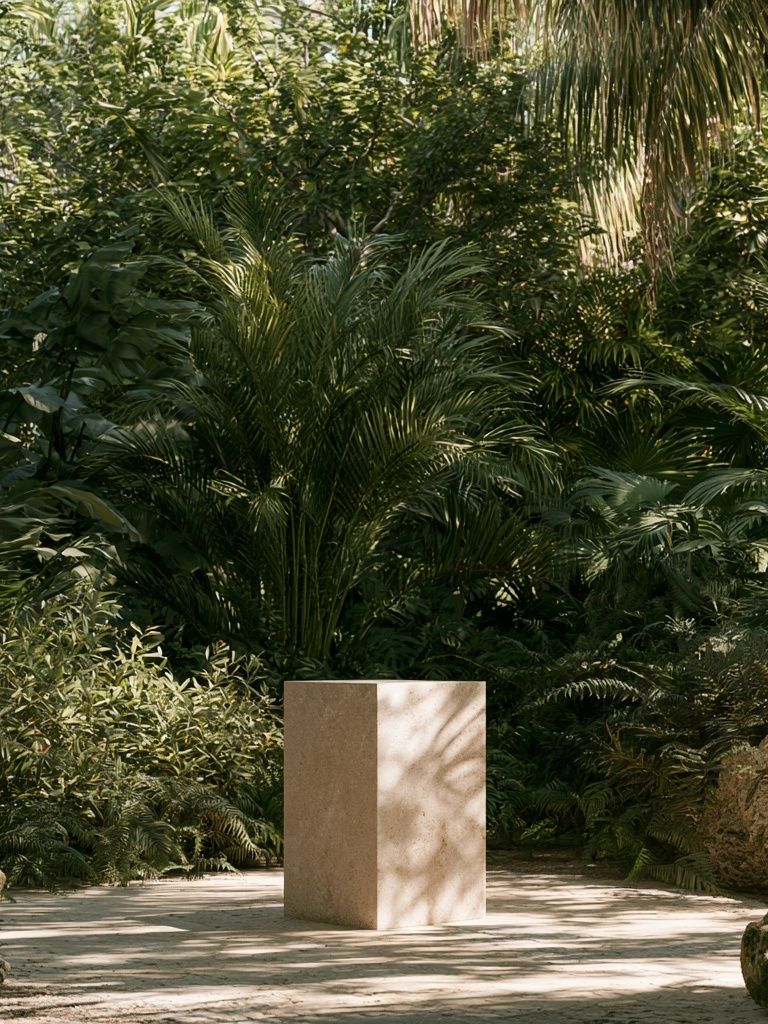 Tropical Garden Pedestal Photography Poster. poster detail