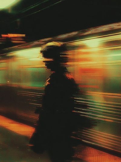 Neon Subway Silhouette Photography Poster. poster print