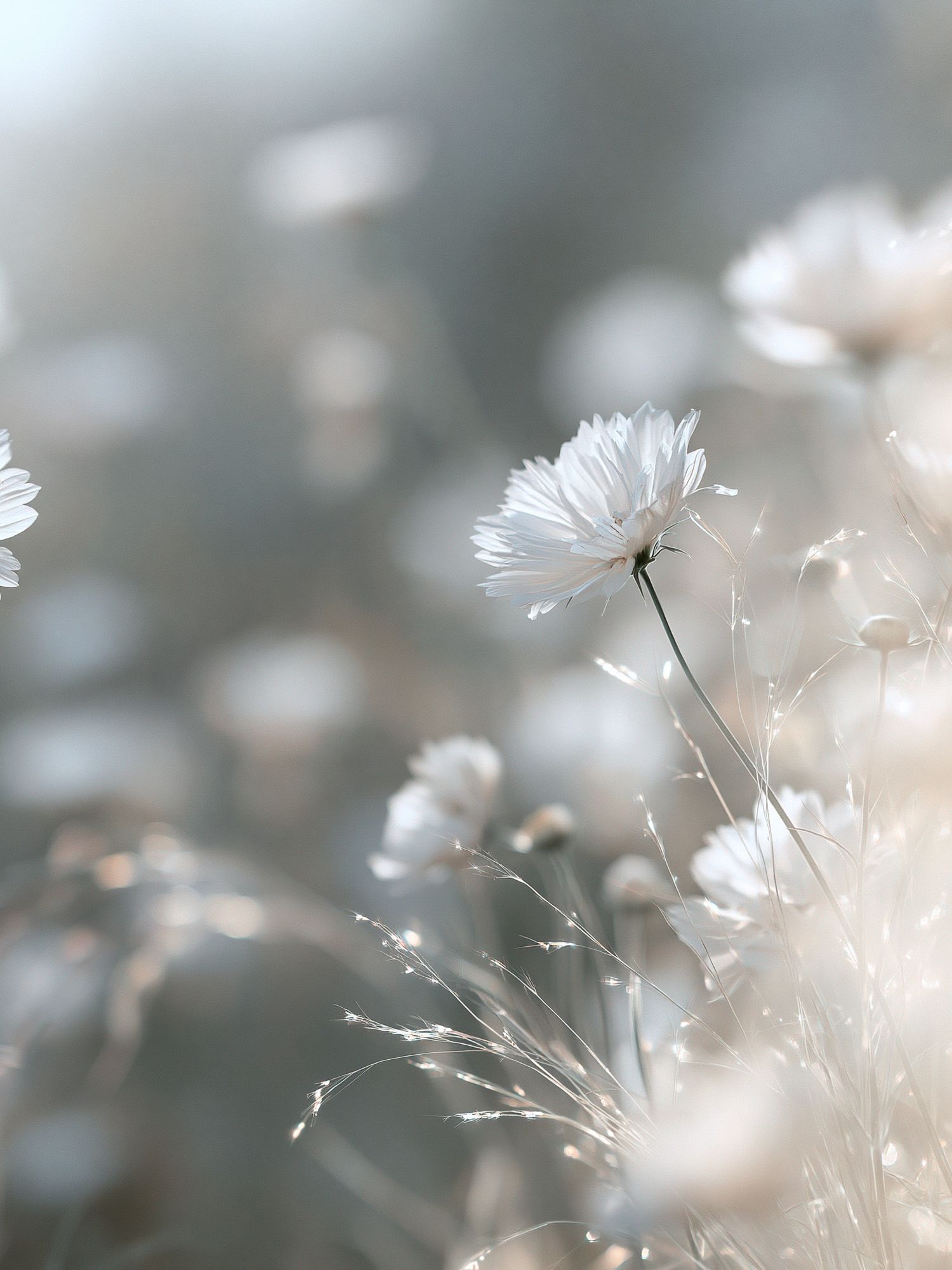 Soft White Wildflowers Photography Poster. poster — photography art