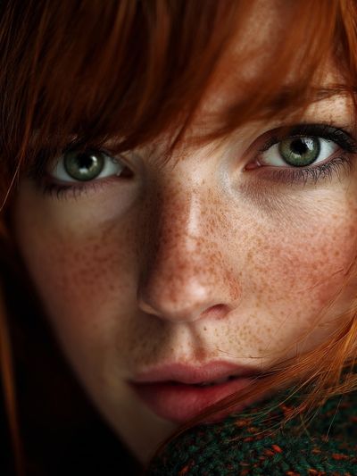 Freckled Redhead Portrait Print. poster