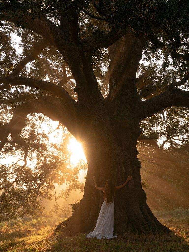 Sunlit Oak Tree Photography Poster. poster detail