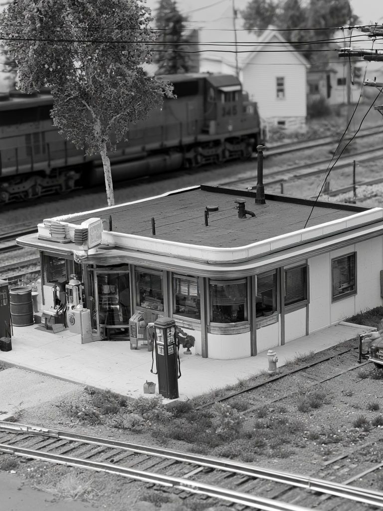 Model Train Station Photography Poster. poster detail