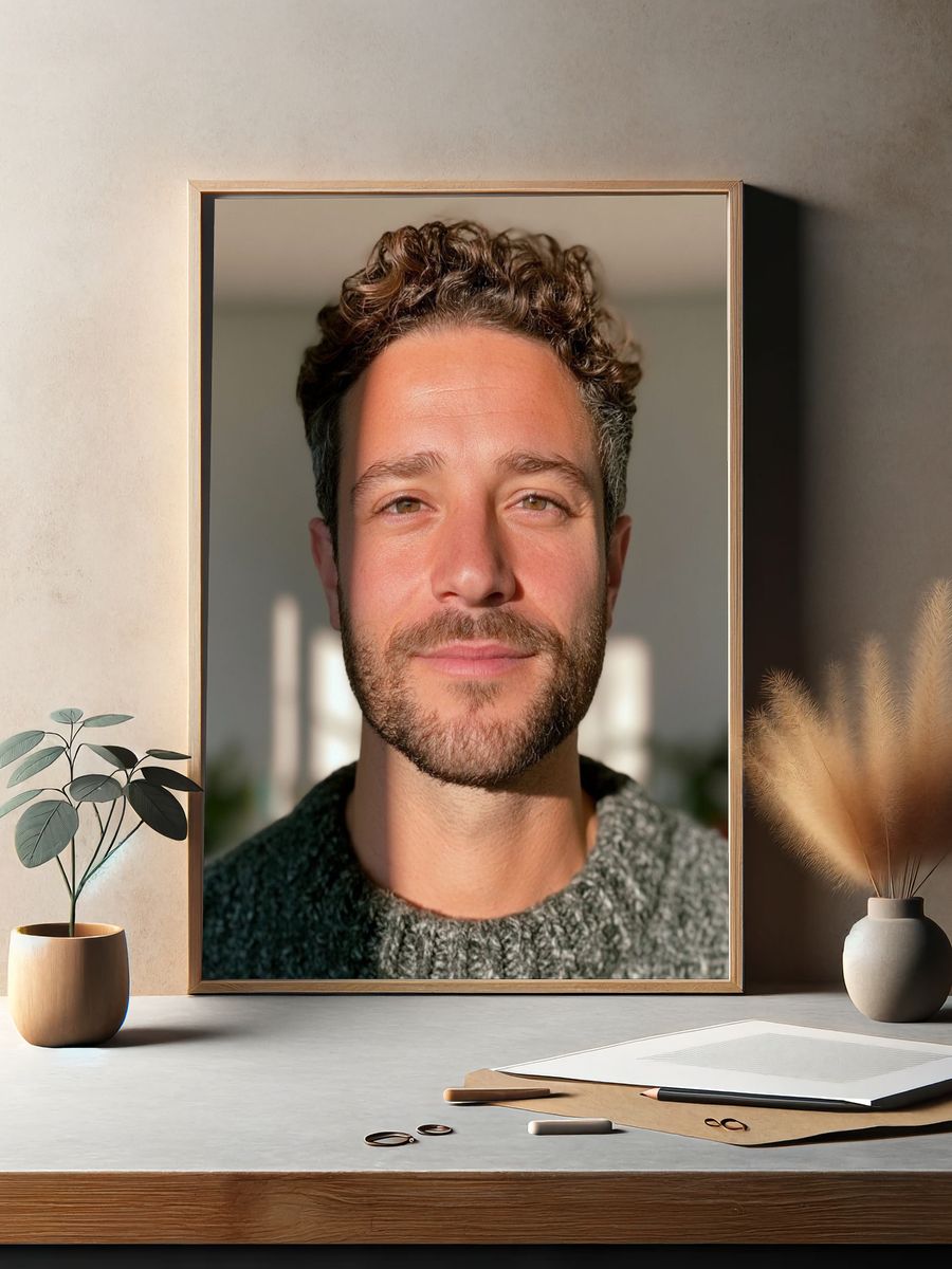 Warm Male Portrait Photography Poster. — room view 2