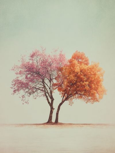 Autumn Twin Trees Photography Poster. poster