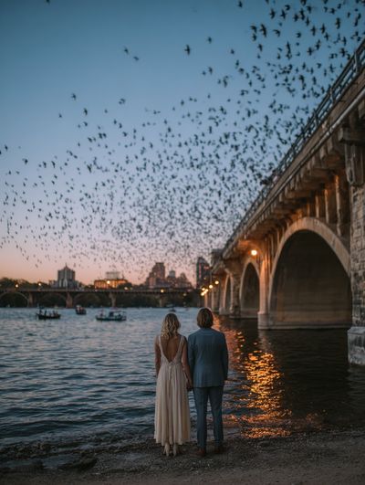Twilight Bridge Birds Photography Poster. poster print