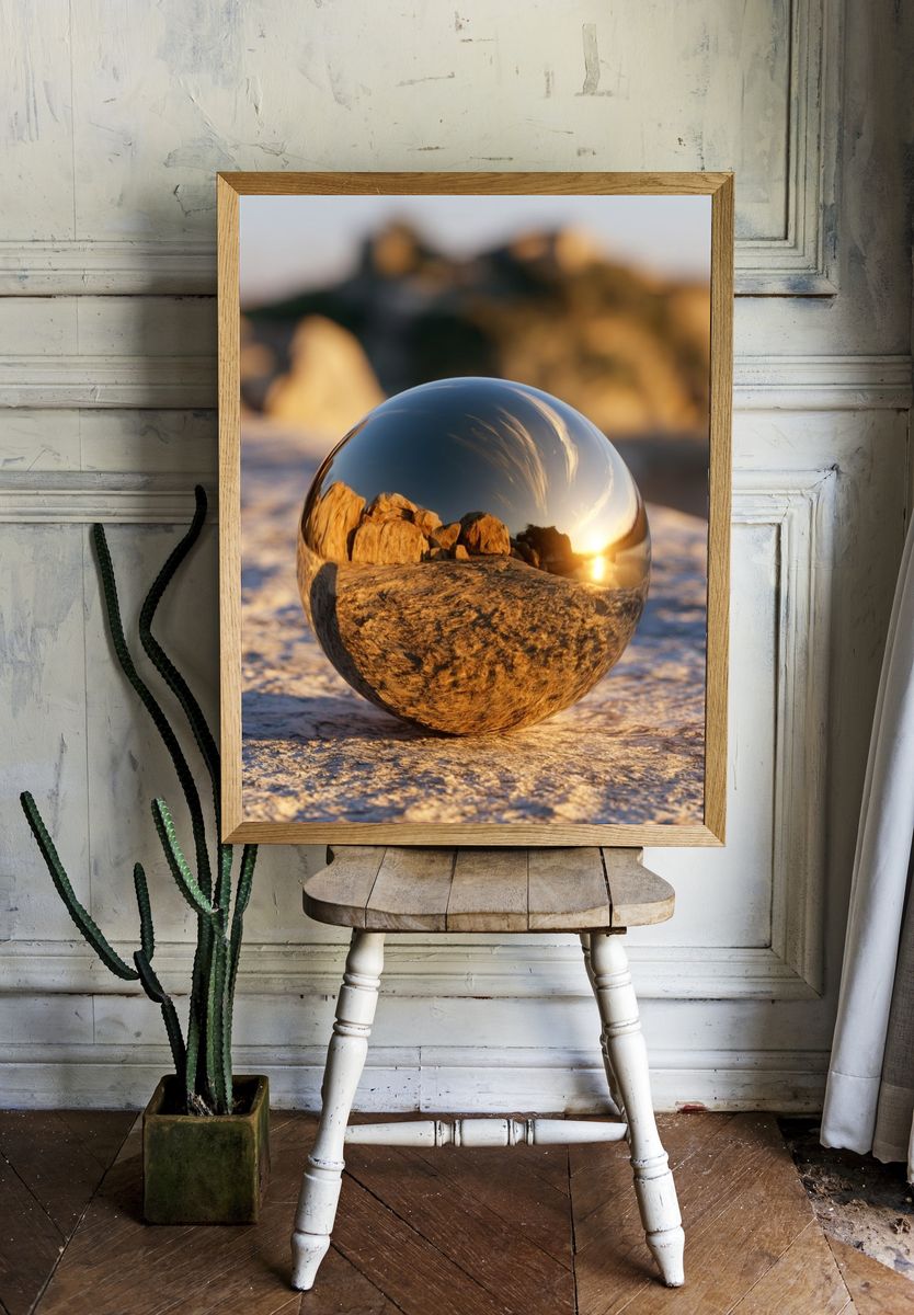 Sunset Crystal Sphere Photography Poster. — room view 1