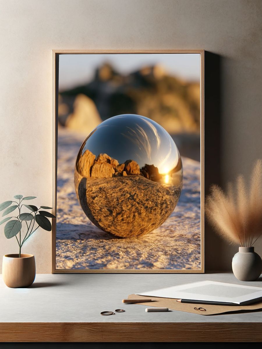Sunset Crystal Sphere Photography Poster. — room view 2