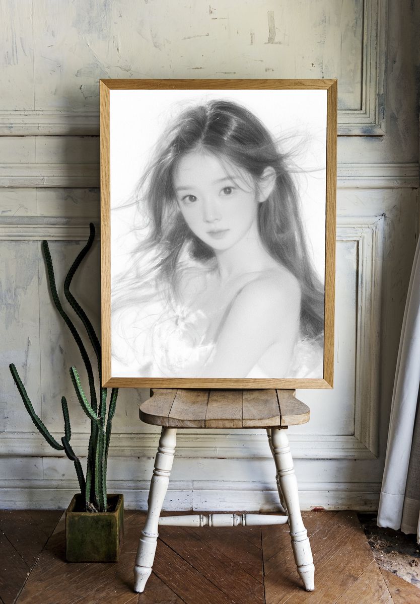 Dreamy Girl Portrait Print. — room view 1