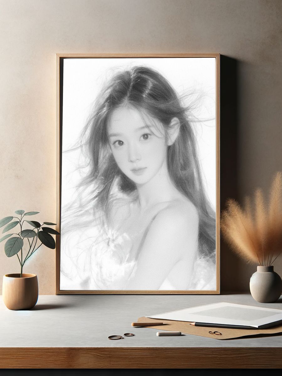 Dreamy Girl Portrait Print. — room view 2