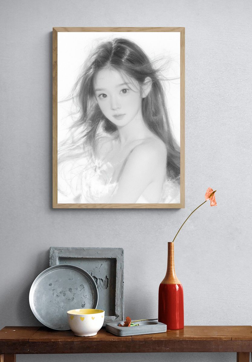 Dreamy Girl Portrait Print. — room view 3