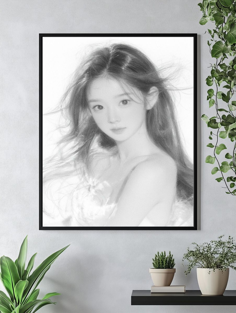 Dreamy Girl Portrait Print. — room view 4