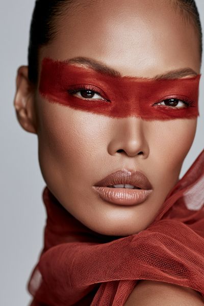 Red Mask Fashion Portrait Poster. poster