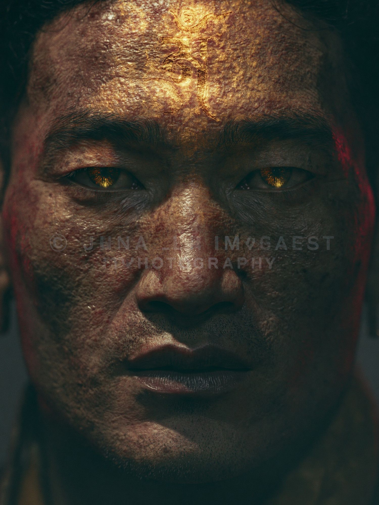 Golden Warrior Portrait Print. poster detail