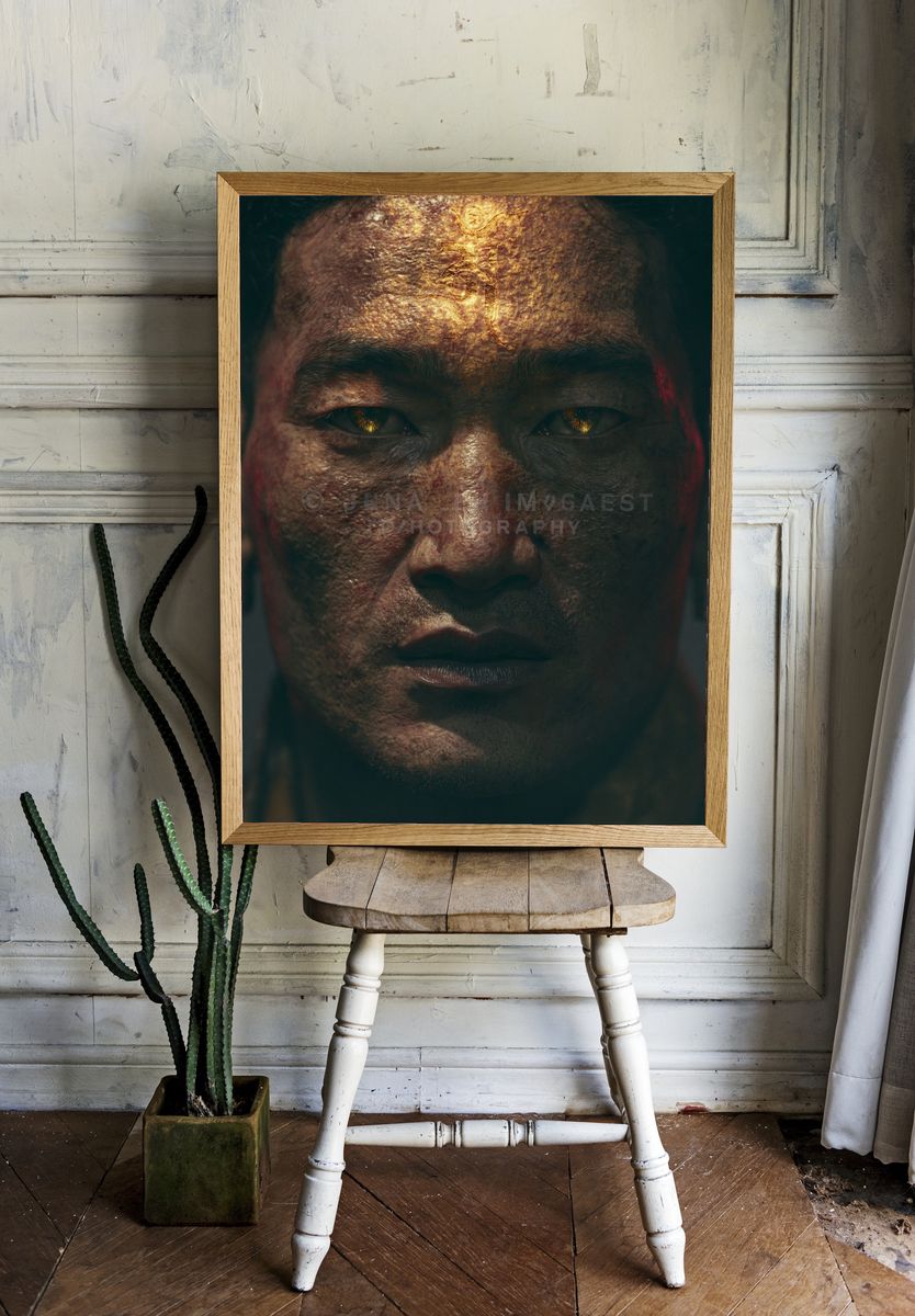 Golden Warrior Portrait Print. — room view 1