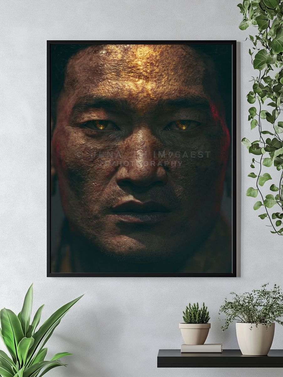 Golden Warrior Portrait Print. — room view 4