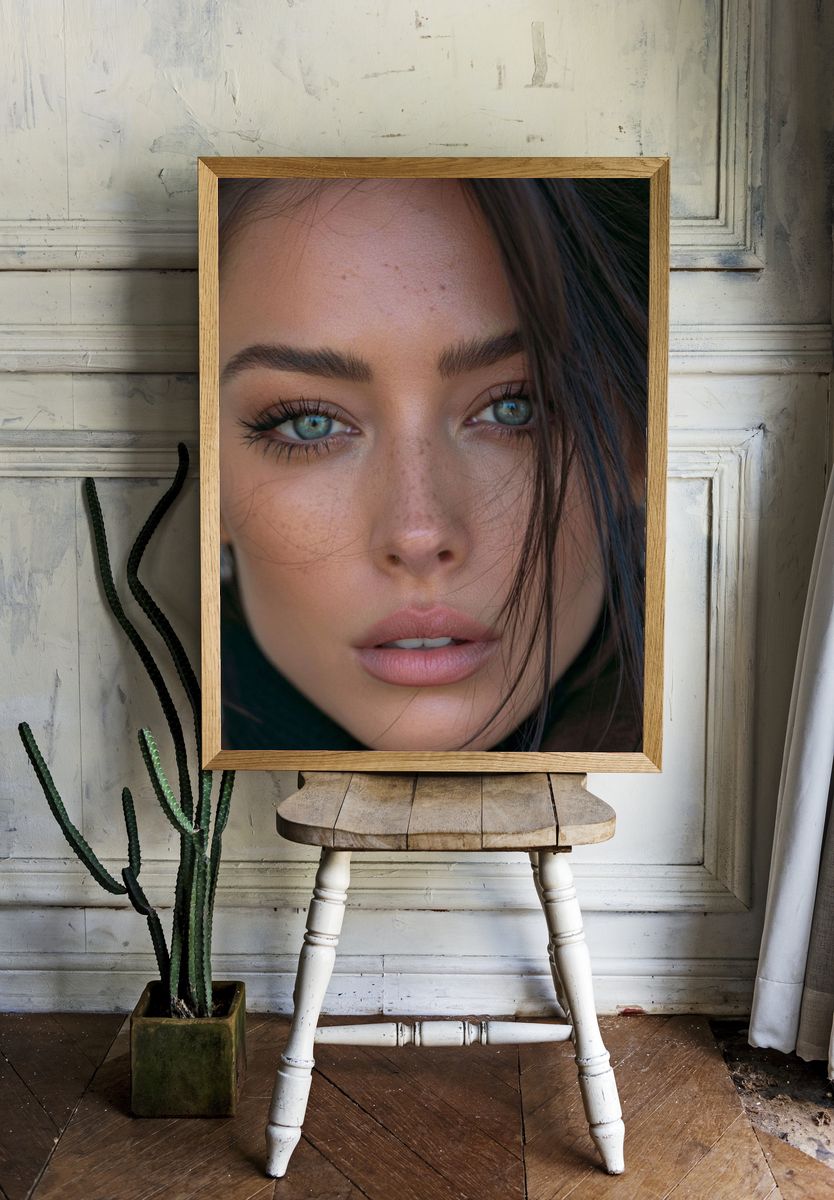 Blue-Eyed Portrait Photography Poster. room preview
