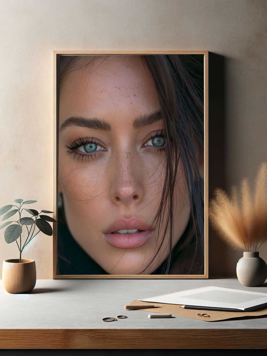 Blue-Eyed Portrait Photography Poster. — room view 2