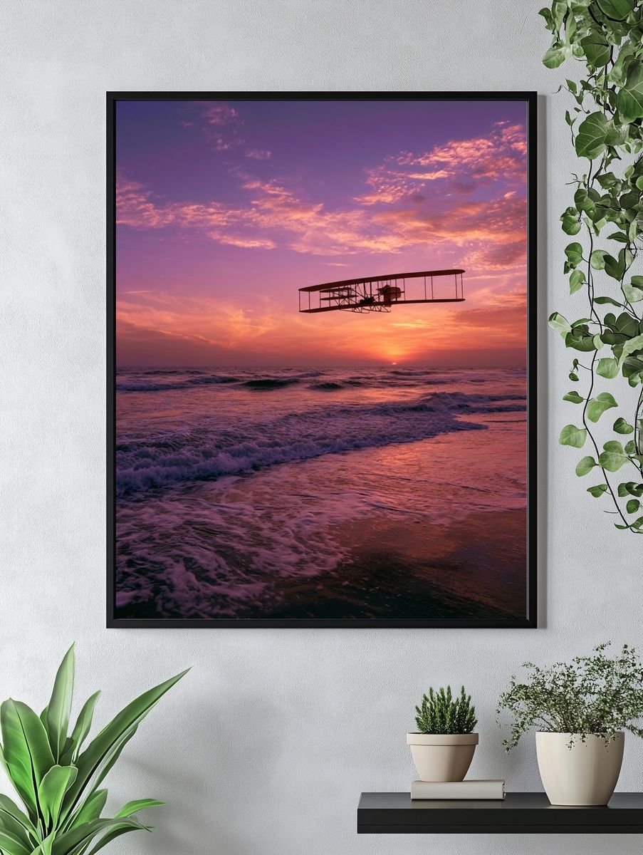 Sunset Flight Over Ocean Poster. — room view 4