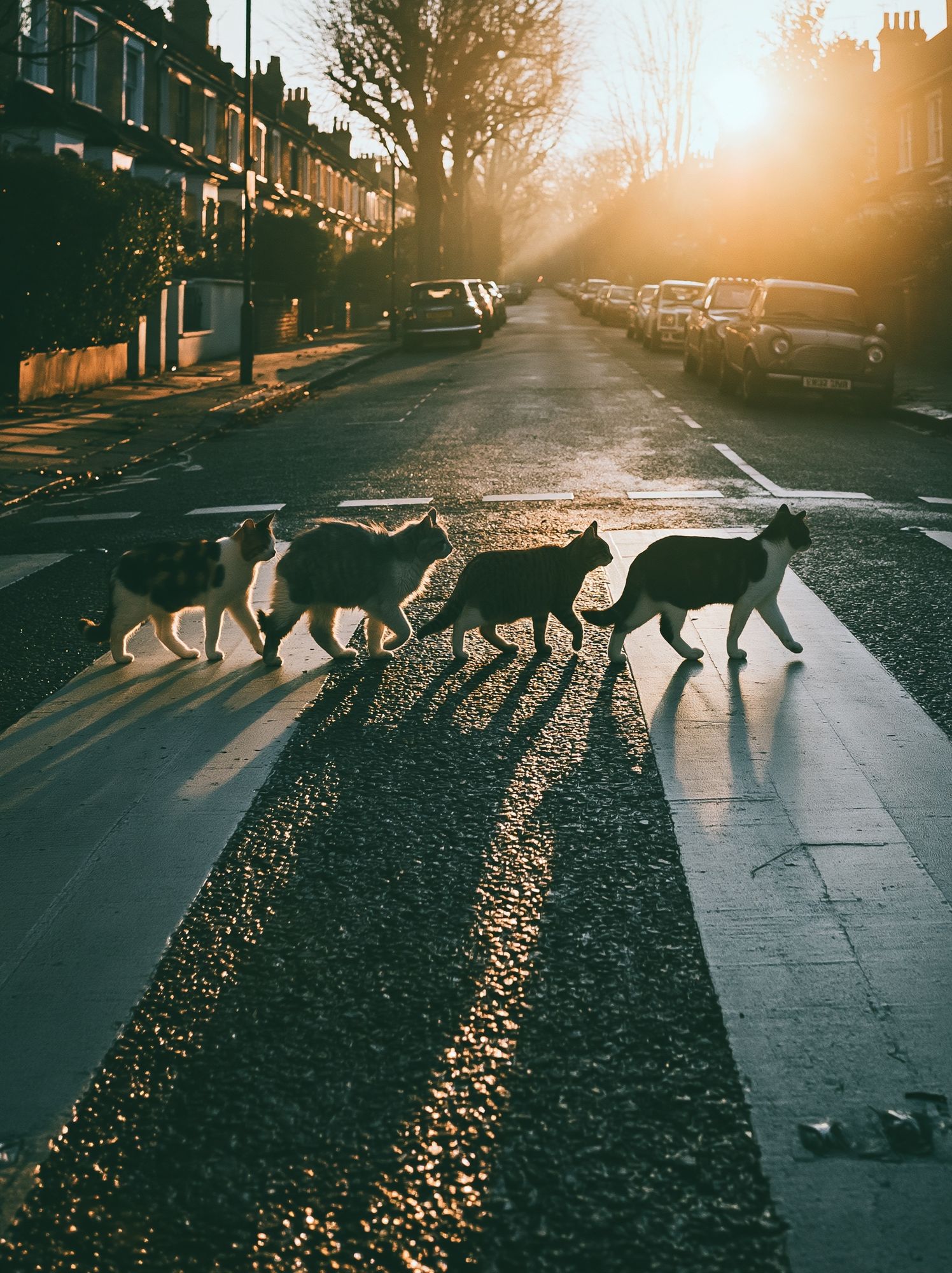 Cats Crossing Street Photography Poster. poster — photography art